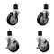 Service Caster 4'' Black Poly Wheel Swivel 1-7/8'' Expanding Stem Caster Set 2 Brakes, 4PK SCC-EX20S414-PPUB-BLK-2-TLB-2-178 - alternate 1